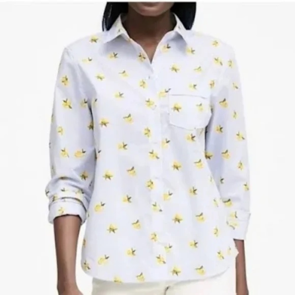 Banana Republic White and Yellow Floral Top